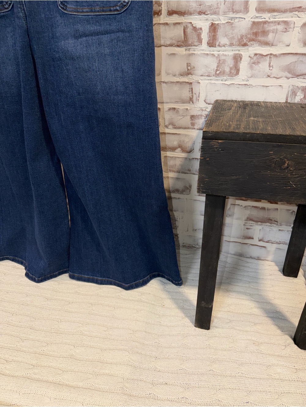 Women's Dark Blue Denim Overalls with Wide Legs Large/XL - Picture 8 of 10